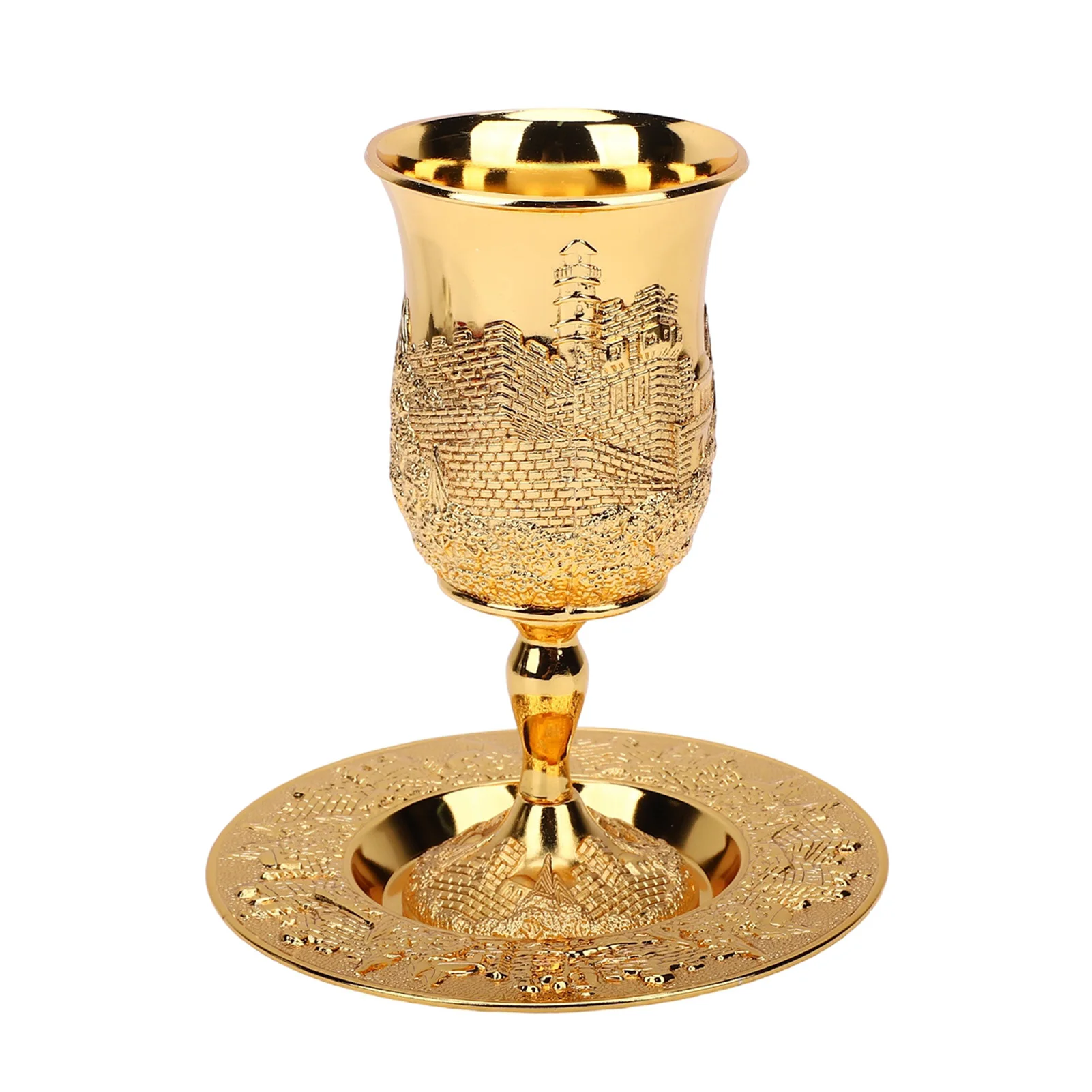 

Kiddush Cup Set European Multifunctional Vintage Stemmed Wine Cup and Plate for Wedding Festivals Kiddush Cup Set