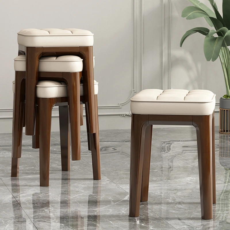 

Wood Nordic Dining Stools Living Room Multifunction Comfort Minimalist Dining Chairs Restaurant Floor Eetkamerstoelen Furnitures