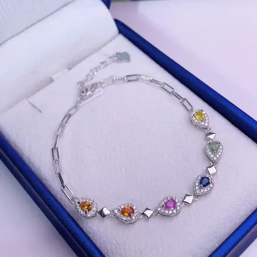 ZECAA 천연 토르말린 보석 실버 팔찌, 여성용 베스트셀러 쥬얼리, 3*4mm, 최고의 숙녀 토르말린 선물 