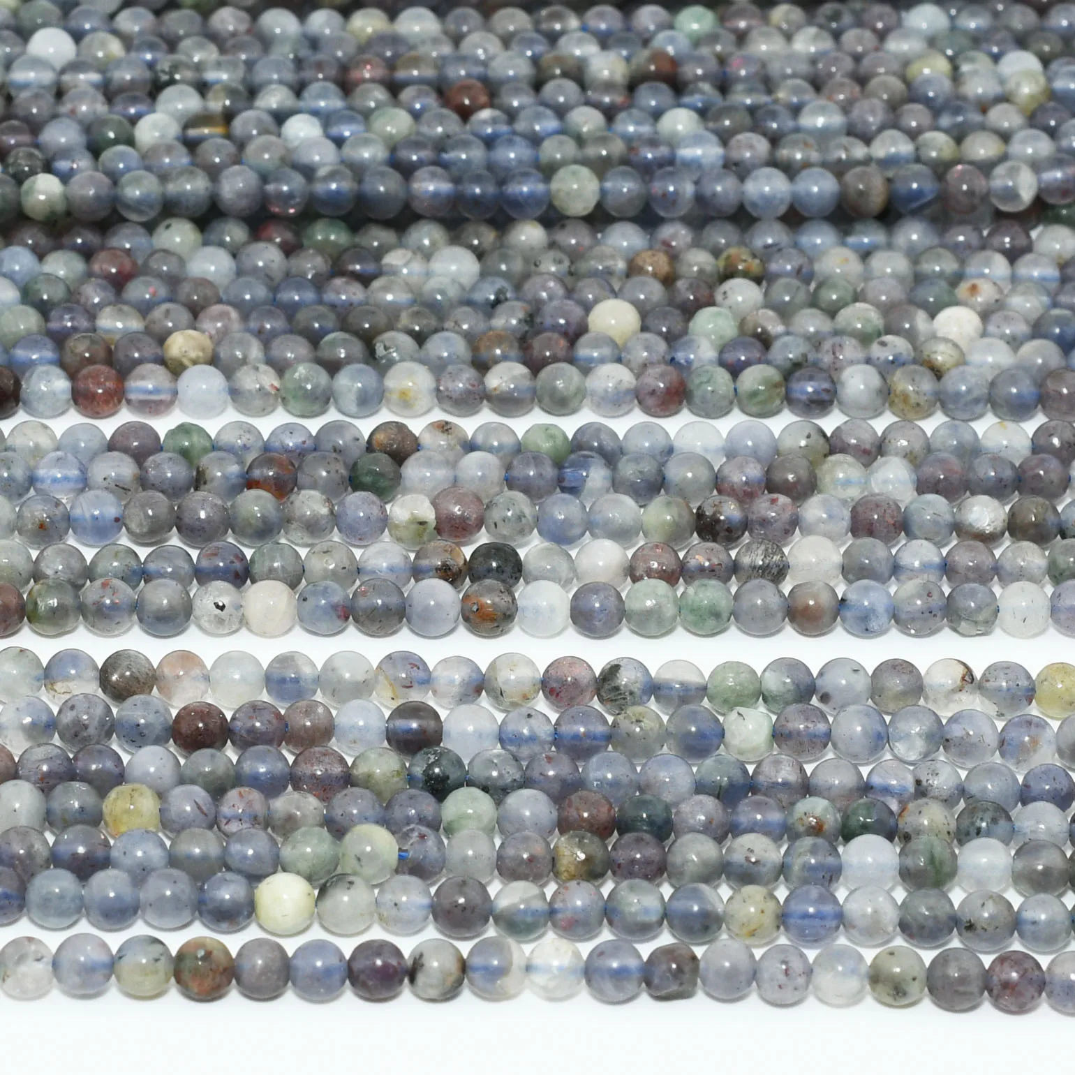 لقطة الدم الطبيعية ايوليت / ايوليت مع حجر الشمس خرز دائري فضفاض 4.2 مم - 4.5 مم #3