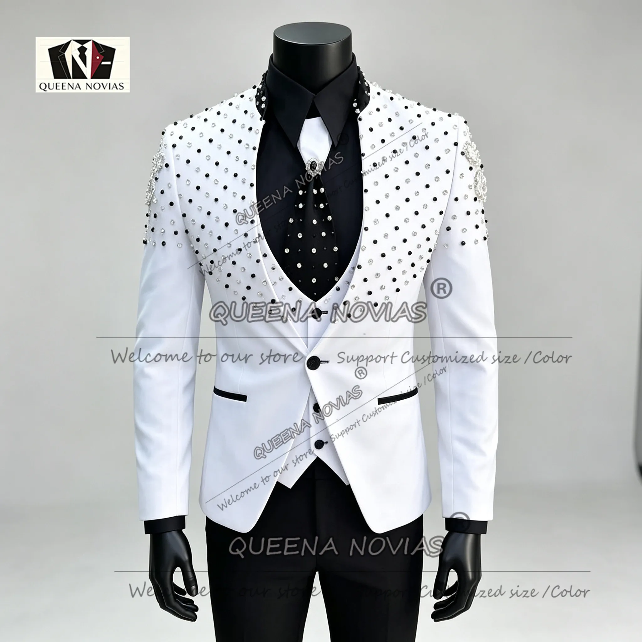 Men Formal Wear Wedding - Luxury Crystals Beading Men Suit Set
