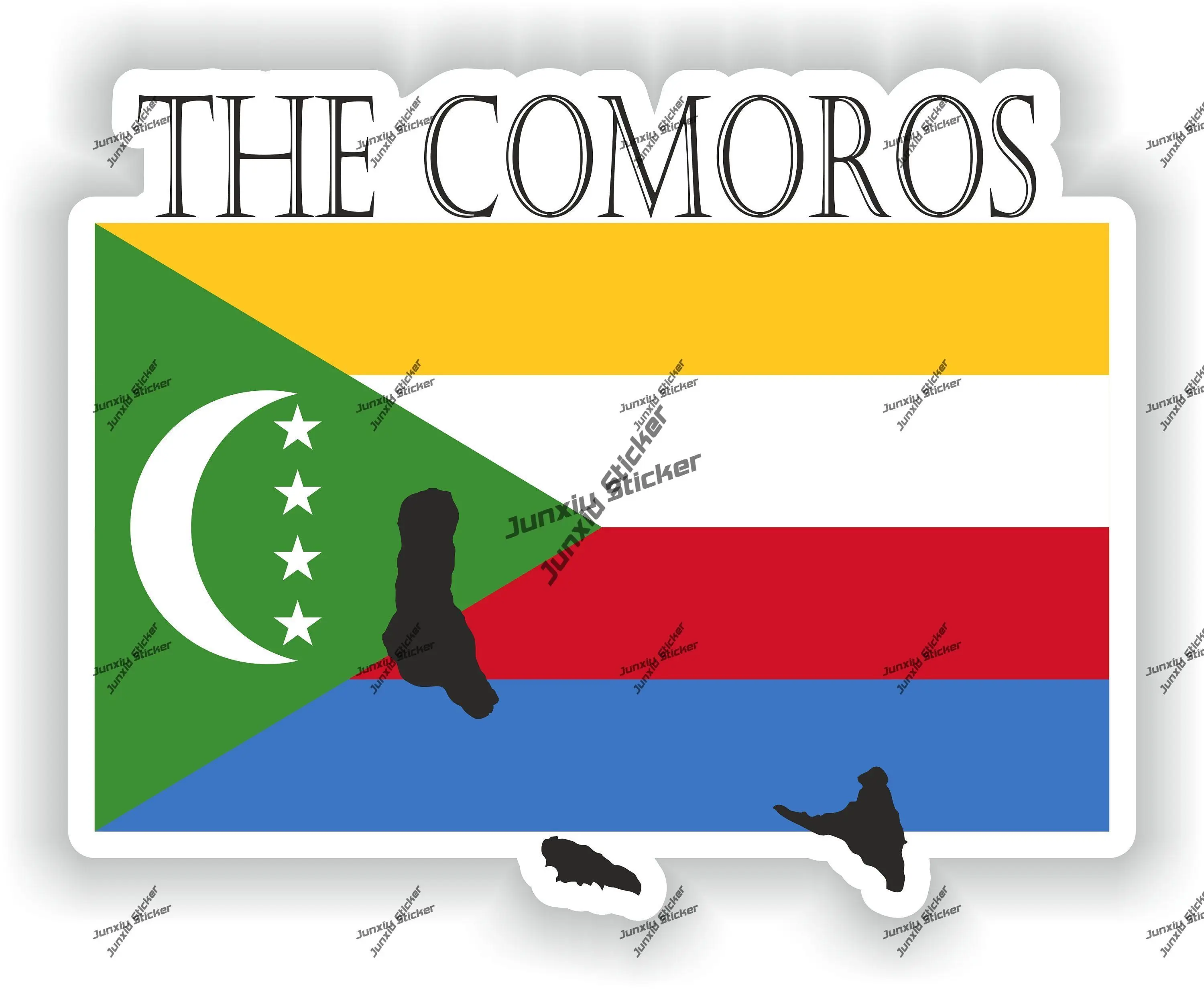 

Comoros Sticker Coat of Arms of The Comoros Flag with Graphical Outline Waterproof Decal for SUV Window Car Bike Accessories