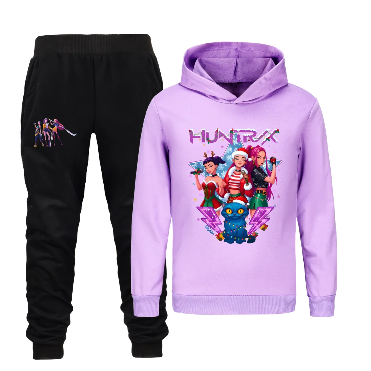 

Anime Kpop Demon Hunter Kids Hooded Set Boys Girls Christmas Sportswear Hoodies Pant Costume Children's Clothing