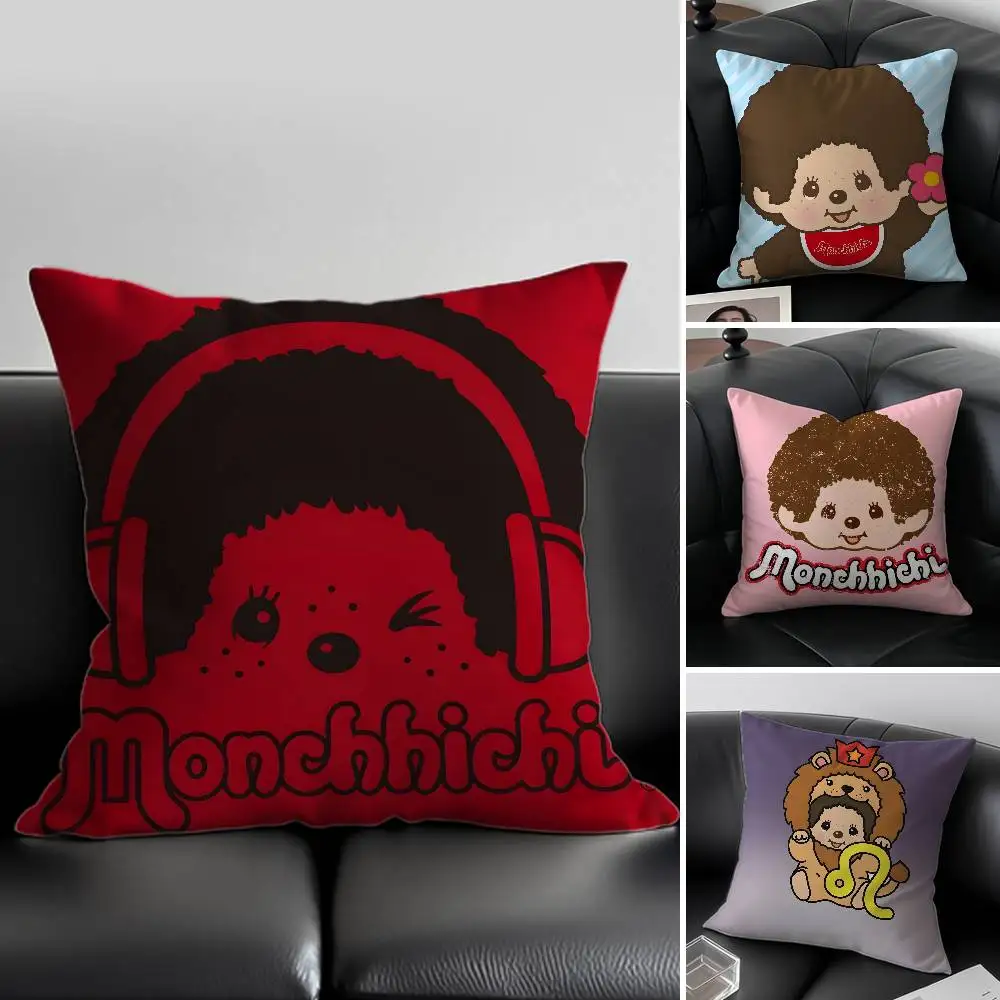 Cartoon M-Monchhichis Pillow Case Anti-dustmite Invisible zipper Sofa Bed