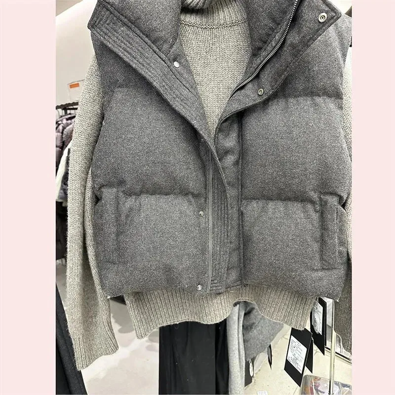 

Женский новый хлопковый жилет с коротким воротником-стойкой, повседневная одежда, жилет Design Sense, женский хлопковый жилет, однобортная куртка