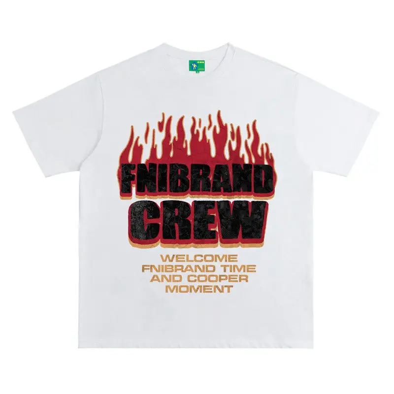 

T-shirts À Manches Courtes Pour Hommes Et Femmes En Coton Américain Avec Impression Rétro High Street