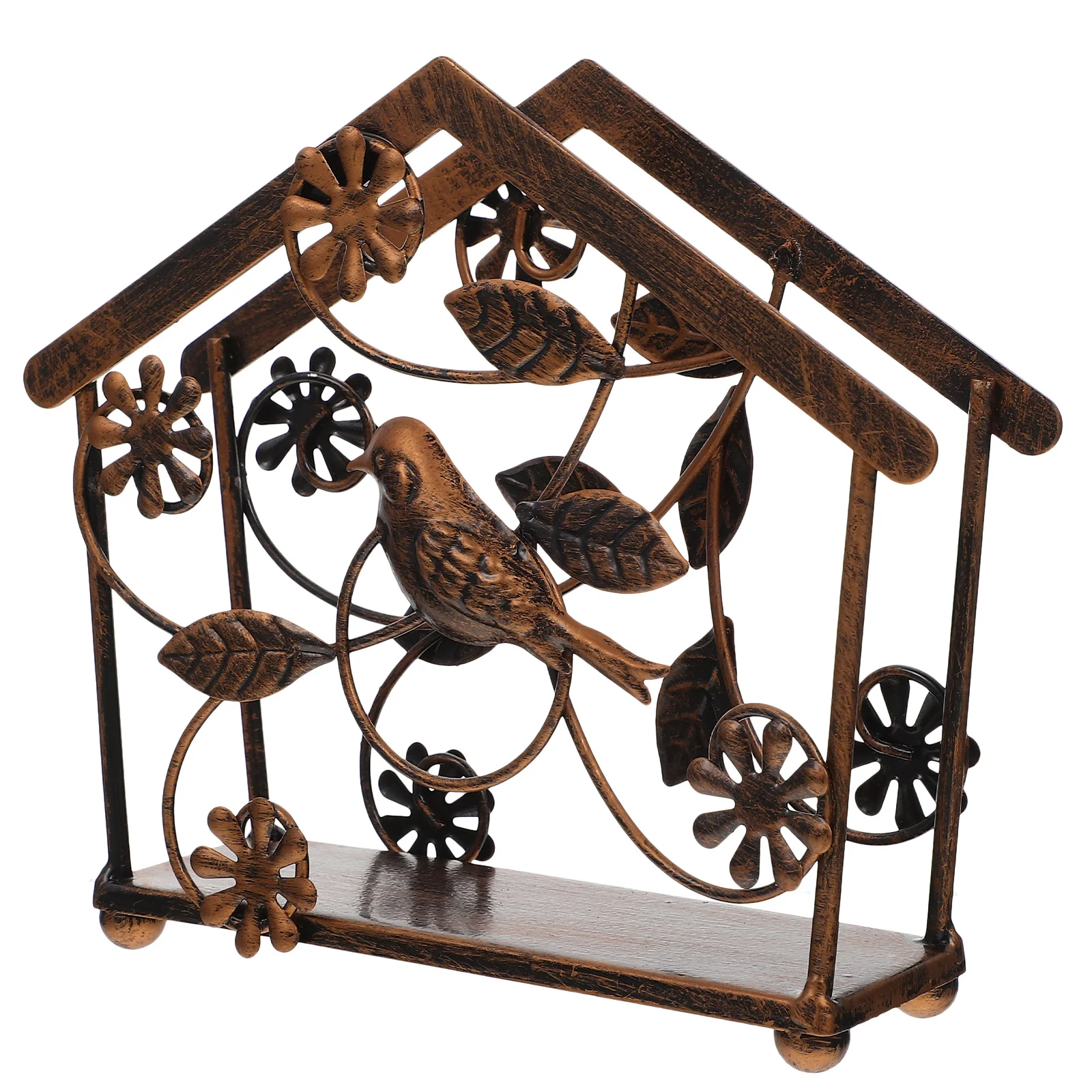 

Iron Napkin Holder Retro Bookend Design Tissue Paper Stand for Household Restaurant Napkin Storage Shelf Space Saving Desktop