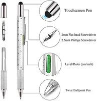 7 in 1 Multifunctional Pen Touch Screen Stylus Capacitive Pen with Screwdriver Ruler Levelgauge Refillable Ballpoint Pencil Tool 2