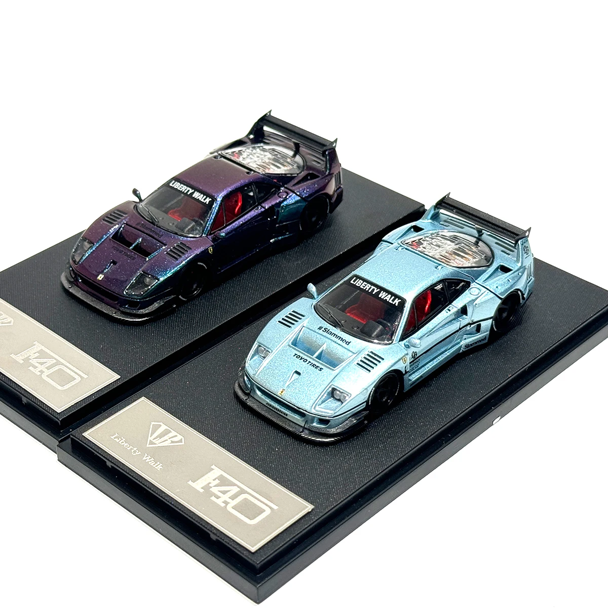 

STAR 1:64 LBWK F40 Ice Blue Maggic Фиолетовый Открытый Капюшон Литая под давлением Модель автомобиля Соберите миниатюрные игрушки