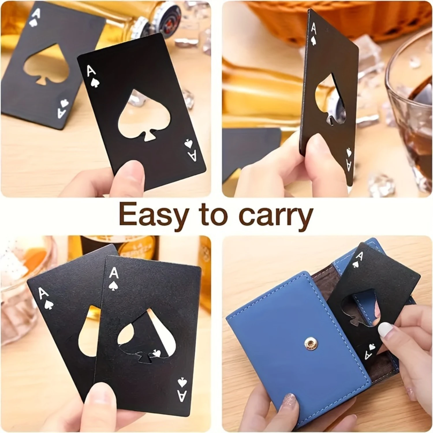 12pcs Creative poker card shaped spade a credit card style bottle opener stainless steel beer bottle opener  opener tool