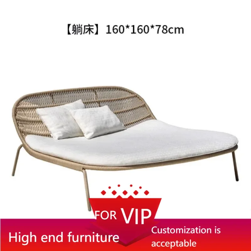 

UP Outdoor Lounging Courtyard Swimming Pool Rattan Lazy Bed Designer Sun Room Beach Bed Balcony Garden Lounger