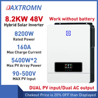 Daxtromn 2 AC Output 8kw 8.2KW Hybrid Solar Inverter Pure Sine Wave 220VAC 48VDC Input 160A MPPT Solar Charger 8000w 8200w