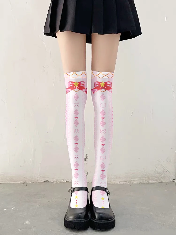 Japanese Sweet Mori Lolita Thigh Stockings Cute Angel Unicorn Kawaii Loli Soft Girl Over The Knee Stockings Halloween Role Play