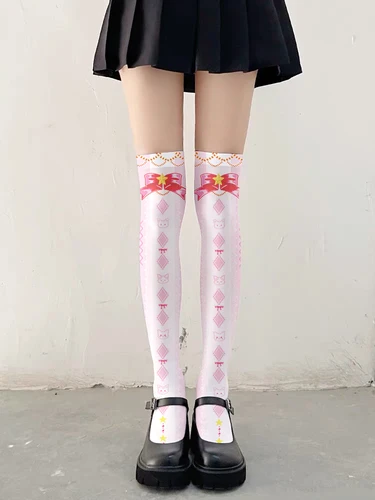 Imagen 2 del producto Medias japonesas dulces Mori Lolita hasta el muslo, bonito unicornio de Ángel Kawaii Loli, medias suaves por encima de la rodilla para chica, juego de rol de Halloween