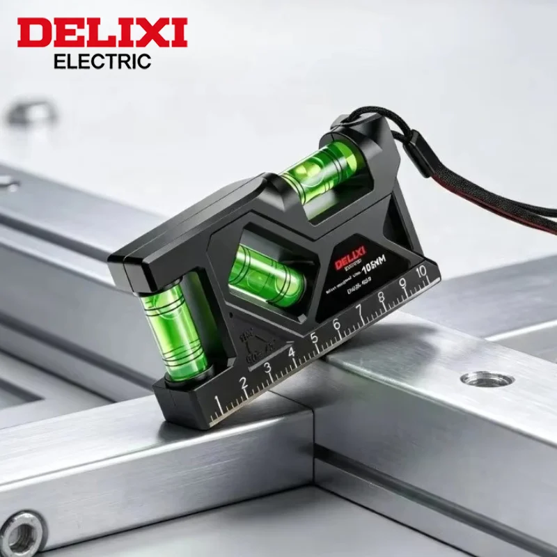 DELIXI Mini Level Gauge Portable Magnetic Pocket Level High-precision Horizontal Vertical Measure Metric Ruler