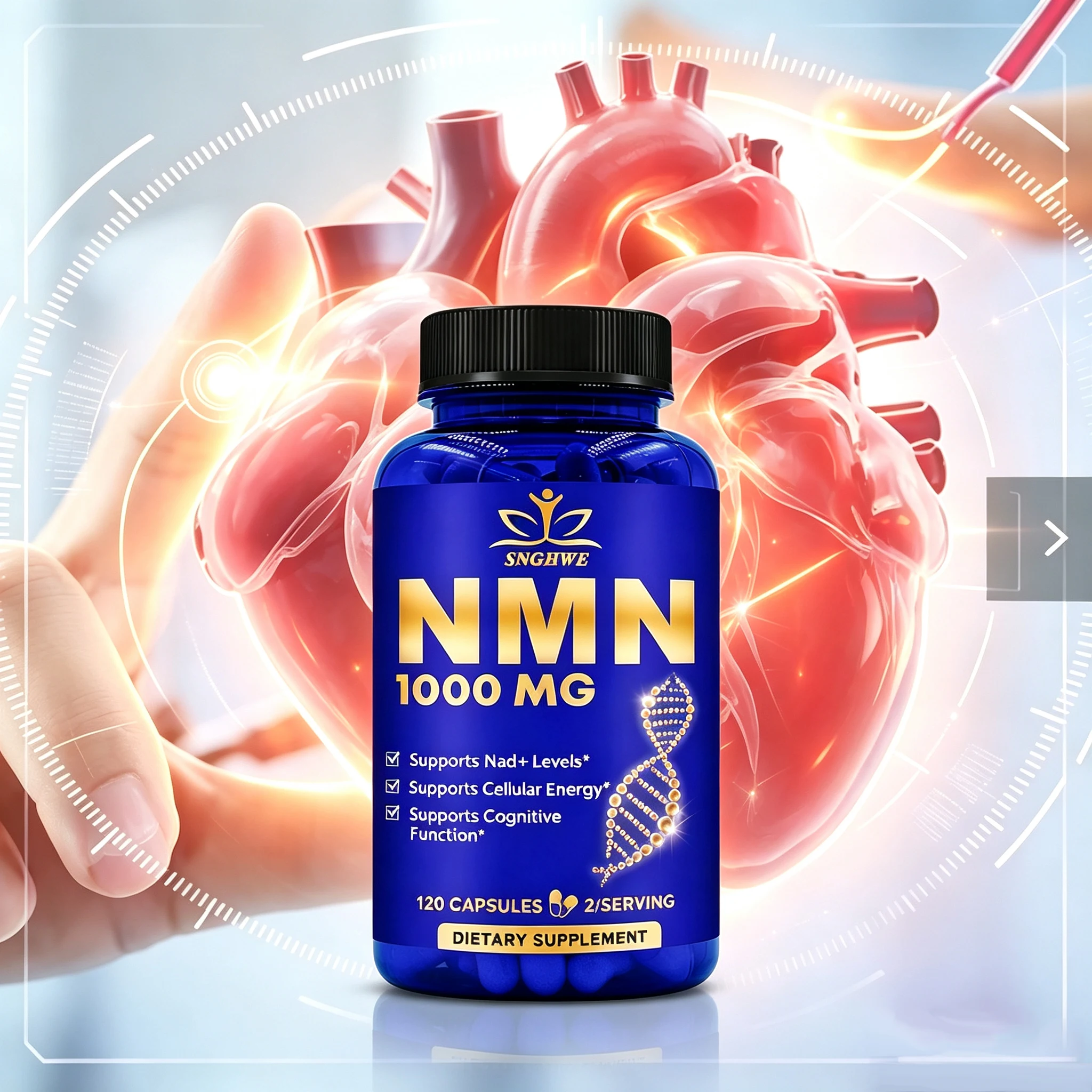 NMN Nicotinamide Mononucleotide1000MG - Supports Cell Repair and Growth, Reduces Wrinkles and Increases Skin Elasticity