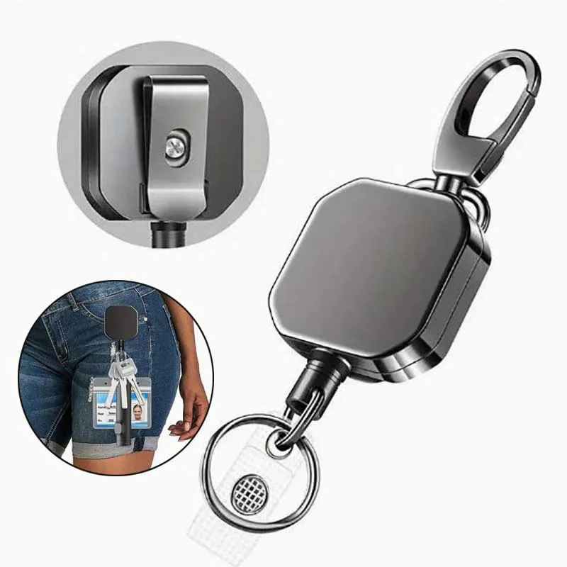 الثقيلة قابل للسحب الأسلاك المعدنية المفاتيح سحب شارة بكرة ID الحبل اسم بطاقة تعريف شارة حامل بكرة حلقة رئيسية أداة خارجية هدية