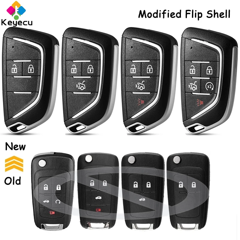 

KEYECU Flip Remote Key Shell Case With Blade for Chevy Cruze Equinox Sonic Malibu Impala for Vauxhall Insignia Astra for Buick