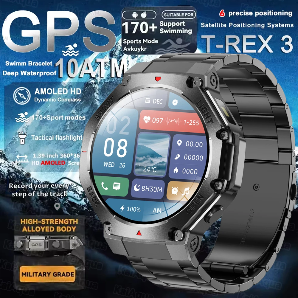 

TR3MAX GPS Bluetooth 5.0 Смарт-часы Карта Компас Высотомер 1,53 дюйма AMOLED 466*466 HD Экран Спортивные Смарт-часы Android IOS