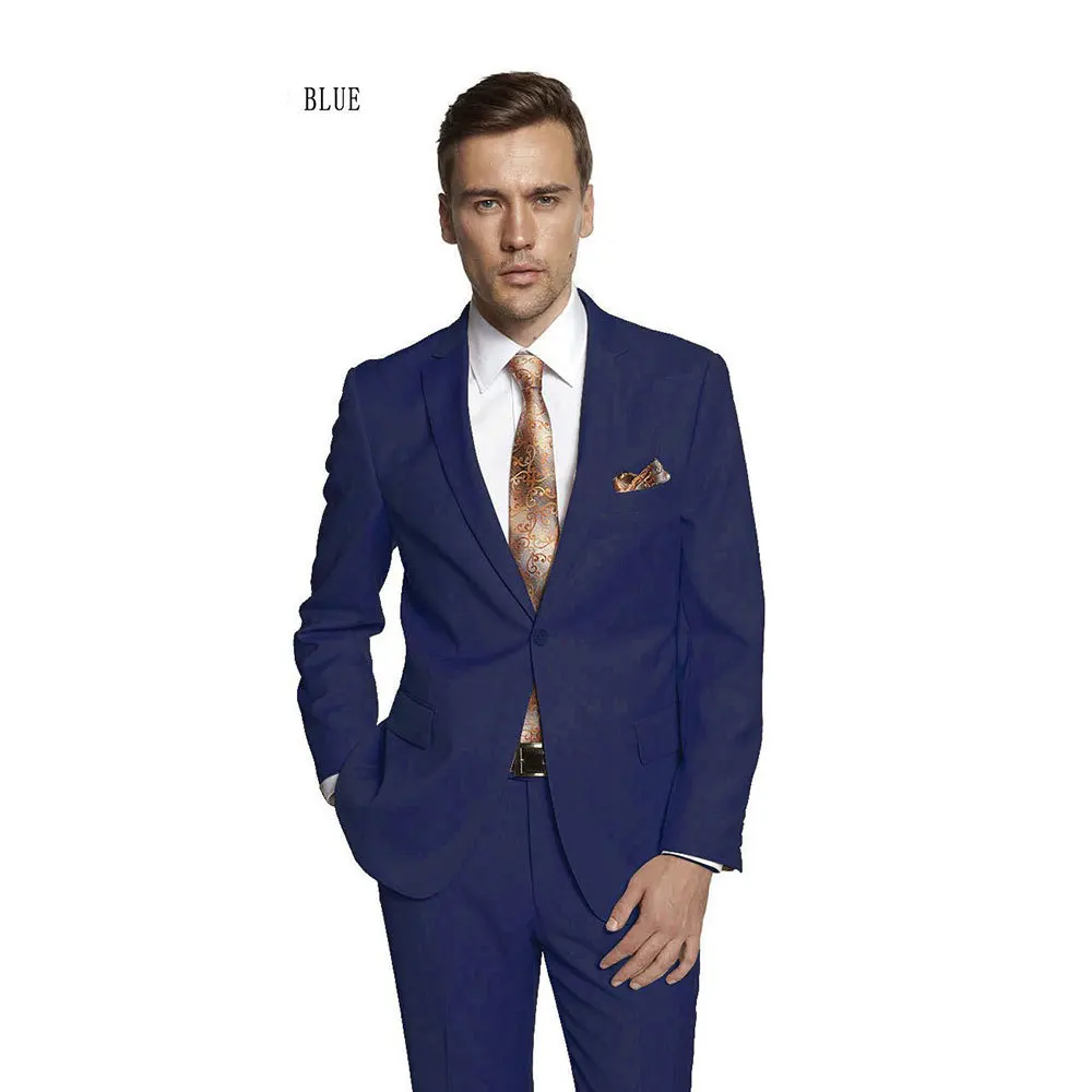 

2025Casual Men's Two-Piece Suit Set Fashionable Solid Color Business Leisure Wear Comfortable Fit Male Model Clothing Ensemble