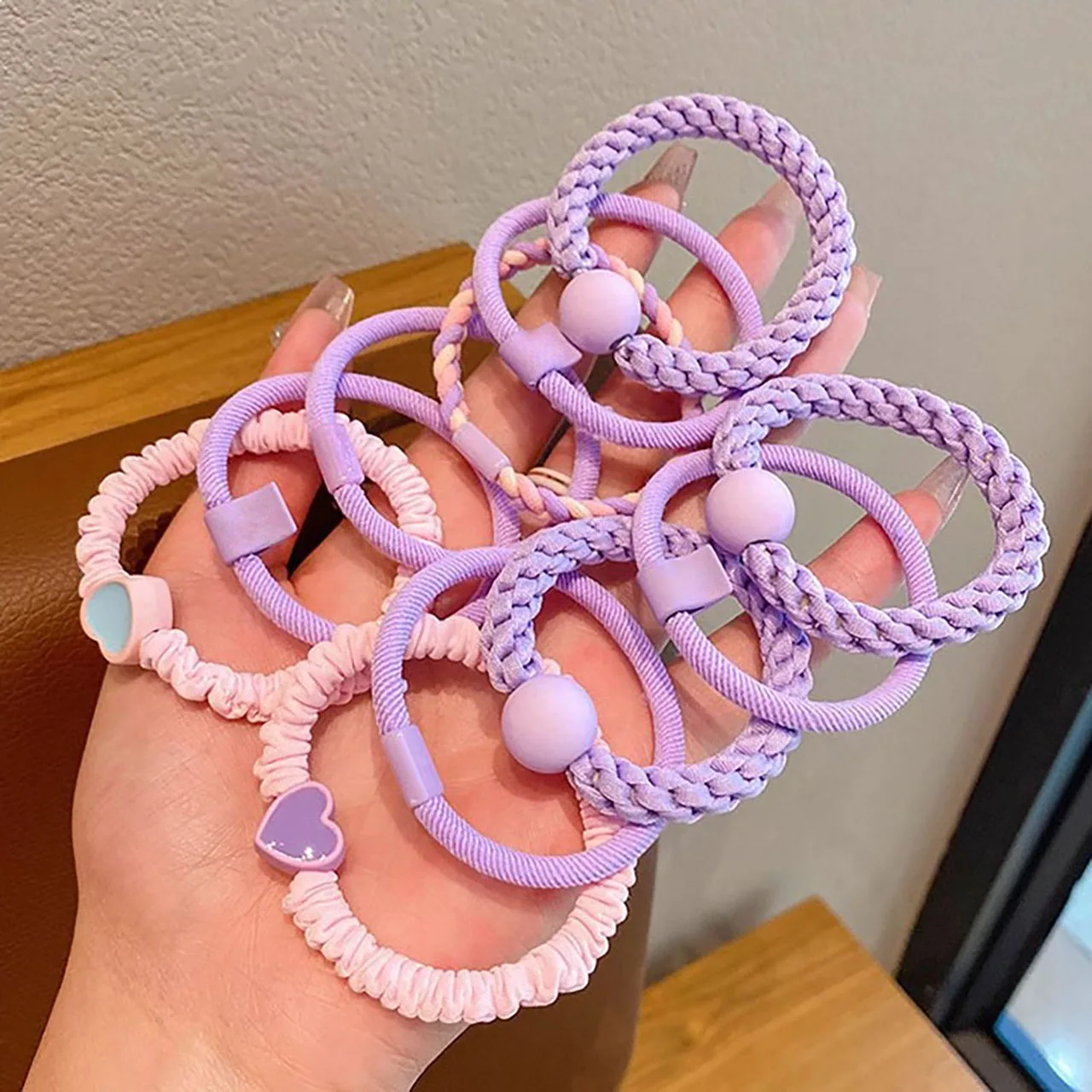 

5 шт., резинки для волос ярких цветов для девочек, красочные детские резинки для волос, держатель для хвоста, веревка Love, эластичные резинки, детские аксессуары для волос