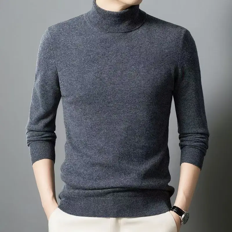 

Autumn And Winter New Men's Casual High-Lapel Cashmere Sweater Loose Warm High-Lapel Wool Knitted Bottoming Shirt