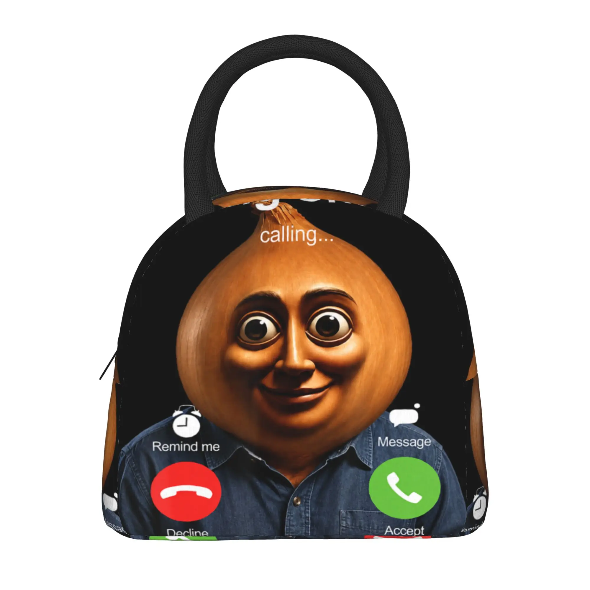 Tung Onion is Calling Brainrot Meme Lunch Bag  Outdoor Picnic Lunch Box For Women Print Thermal Tote Handbags Oxford Cooler Bag