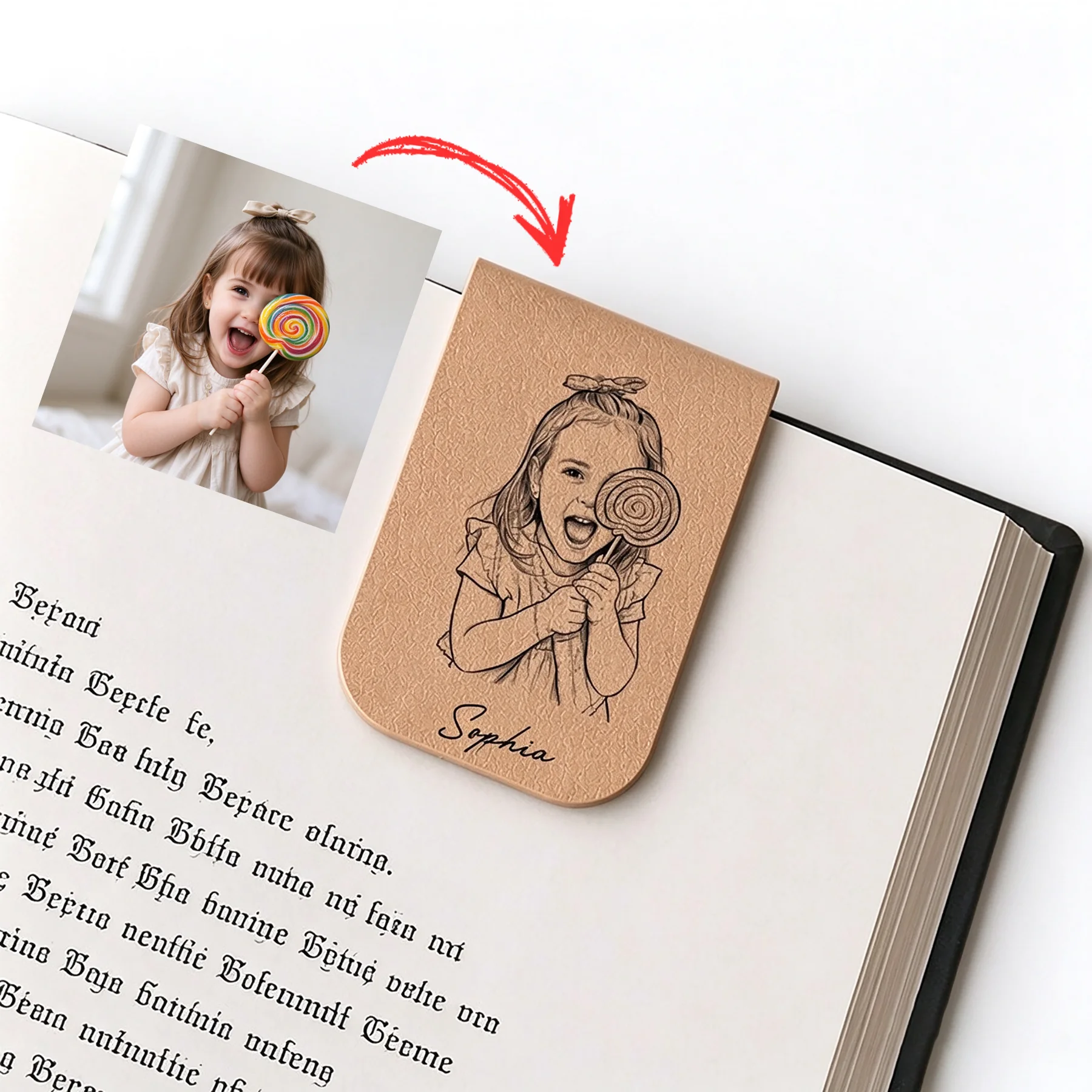 Custom Photo Magnetic Bookmark Personalized Engraved Portrait Leather Page Marker Gift for Book Lovers Friends Readers