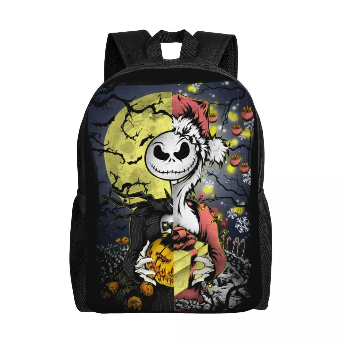 Personalizado Halloween Jack Skellington Mochila, Pesadelo Antes Do Natal, Escola De Faculdade, Sacos De Viagem, Bookbag Fits, Laptop, Se encaixa 15 