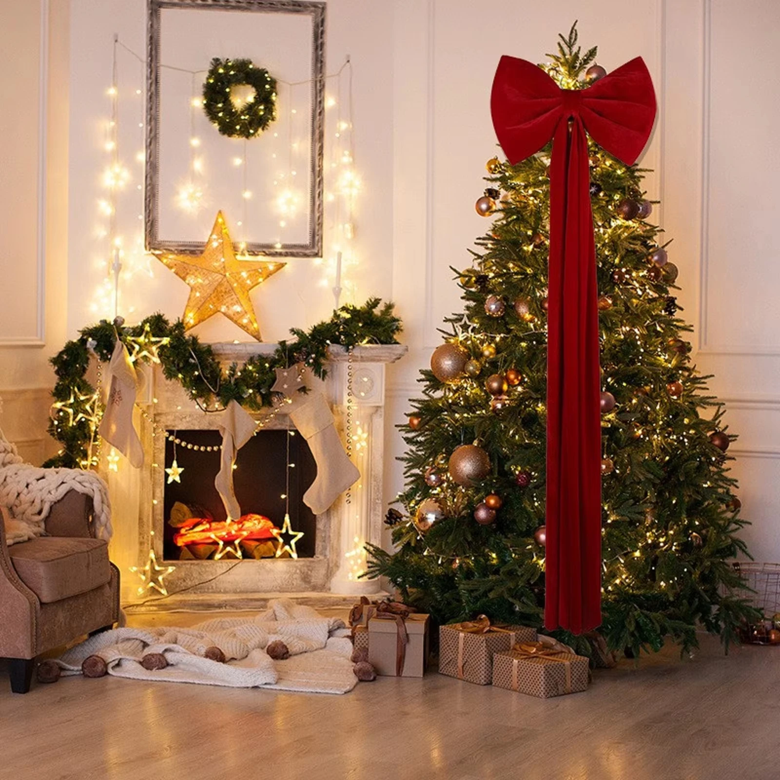 

Giant Velvet Bow Red Christmas Bowknot Large Christmas Tree Decorations Pendant Party Home Layout Window Shopping Mall Display