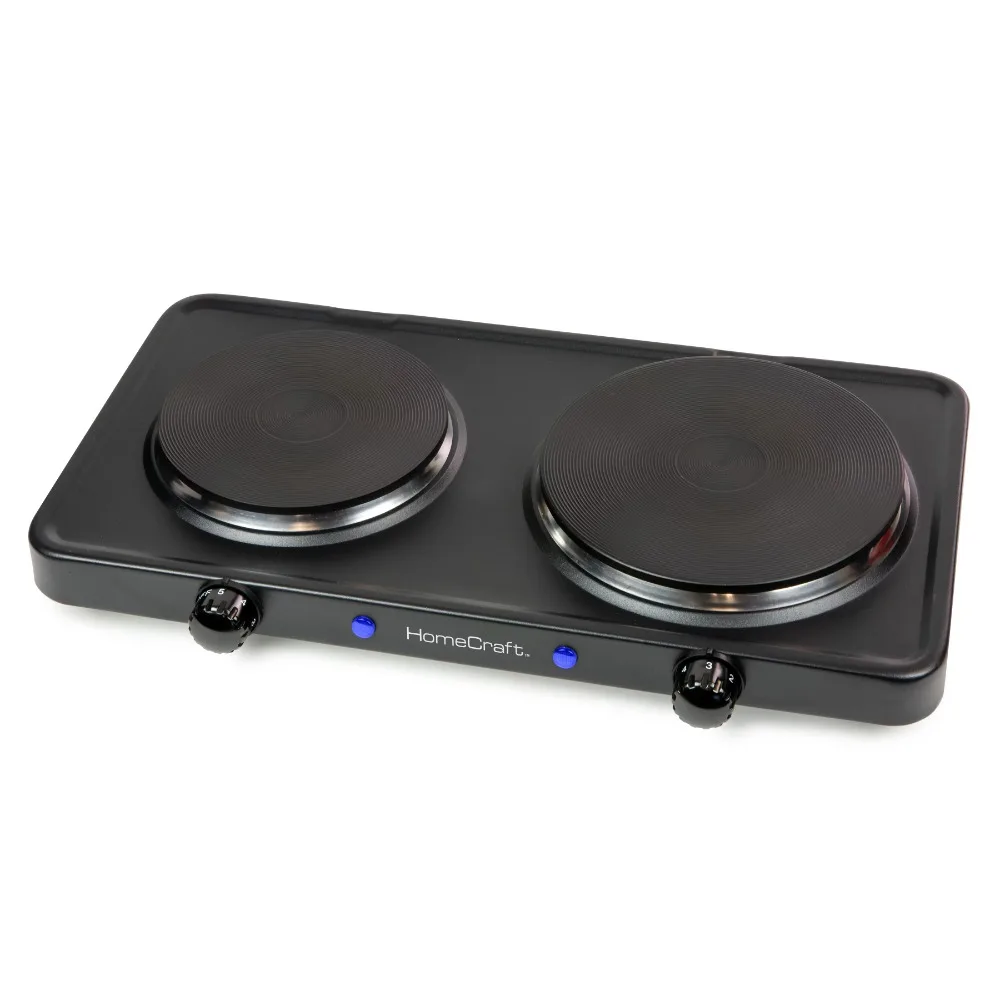 Double Burner Hot Plate, Portable Countertop Double Burner Hot Plate Electric Cooktop,1500-Watts, Adjustable Temperature Control