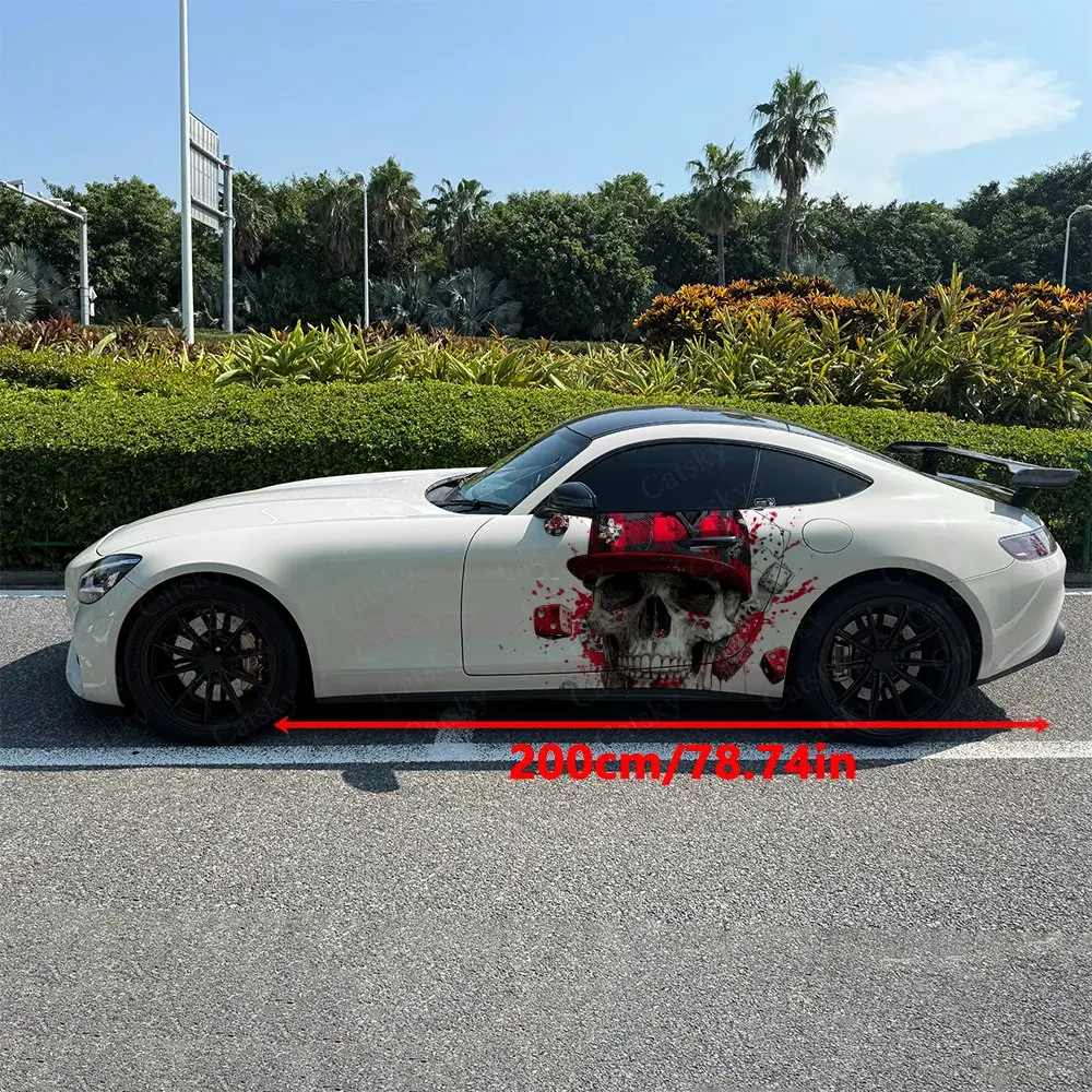 2pcs Skull, Dice And Gear Splatter, Durable, Fade-resistant, Enhance Vehicle Aesthetics With Bold Artistic Design Car Vinyl Wrap