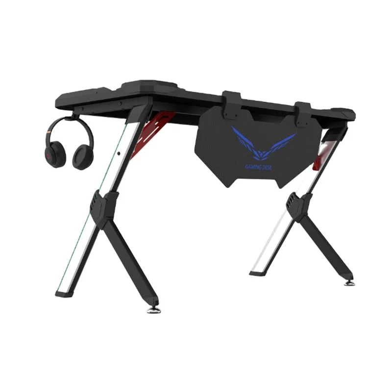 

Latest Modern Z Legs Shaped Glass Top Rgb Led Light Eureka Computer Table Gaming Desk