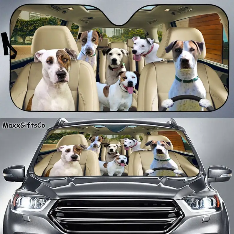 Bull Arab Car Sun Shade, Bull Arab Windshield, Dogs Family Sunshade, Dog Car Accessories, Car Decoration, Gift For Dad, Mom