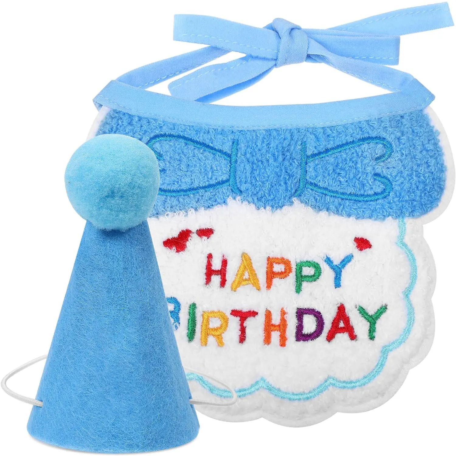 2Pcs Cat Dog Birthday Bandana Scarf  And Party Hat Pet Birthday Bib and Hat Cat Birthday Outfit Pet Birthday Decorations Set