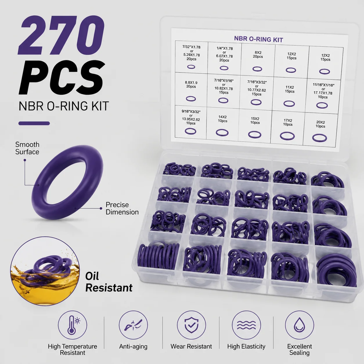 Auto Repair Cs - Caja de 270 Anillos de Sellado