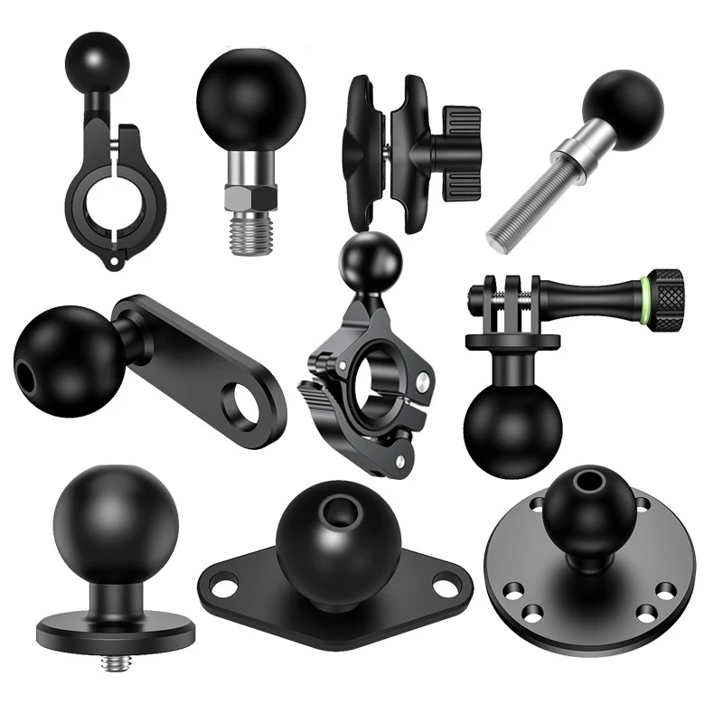 Montaj için 1 inç topu kafa adaptörü motosiklet gidonu baz klip dikiz aynası braketi bisiklet sürme eylem kamera parçaları