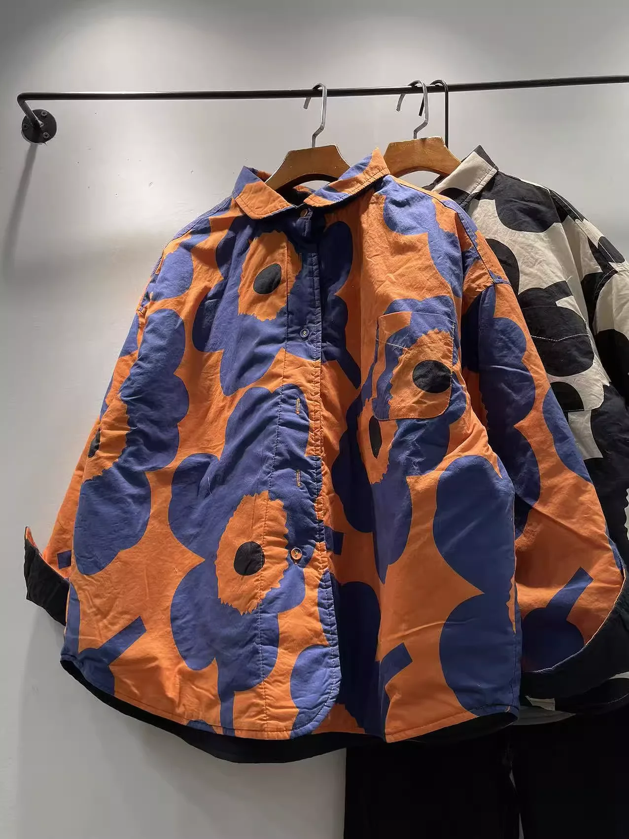 

Bust 122cm Plus Size Women Clothing 100% Cotton Padded Shirts Jacket for Women Winter Floral Warm Padded Jacket Outwear