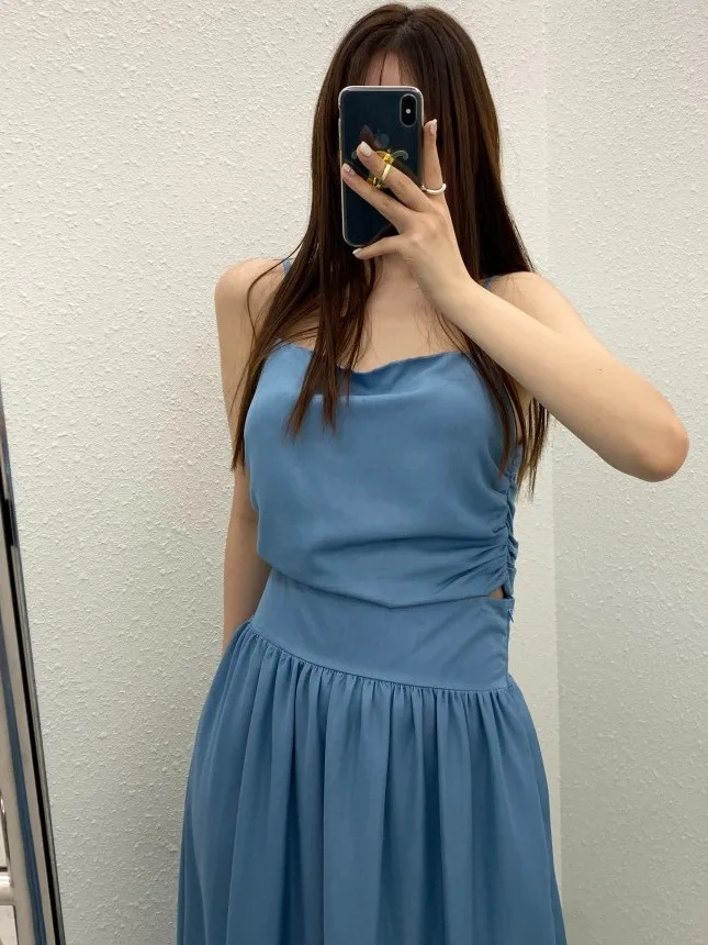 

Blue Elegance One-oulder Beach Vaion Beach Skirt Tank Top f-Skirt Set Two-Piece Women Summer Strapl Faion Set