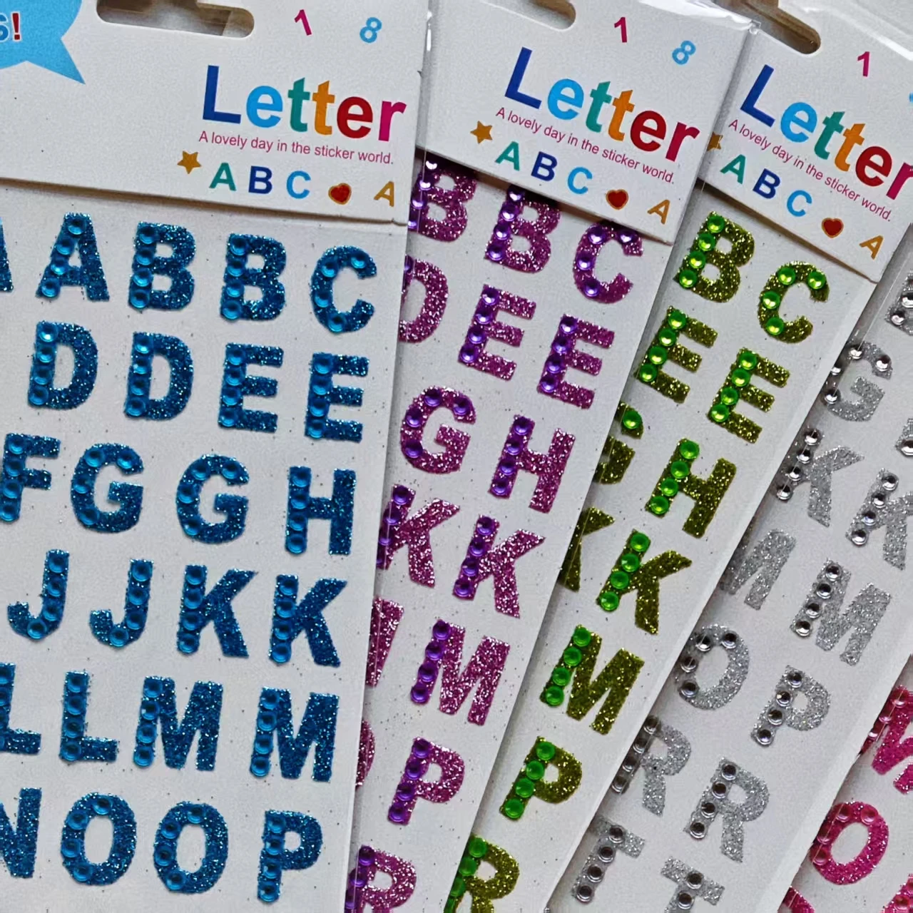 Colorful English Letter Glitter Diamond Stickers, Fine Glitter Character Decoration Stickers, Handmade Decoration Materials, Rhinestone Name Stickers