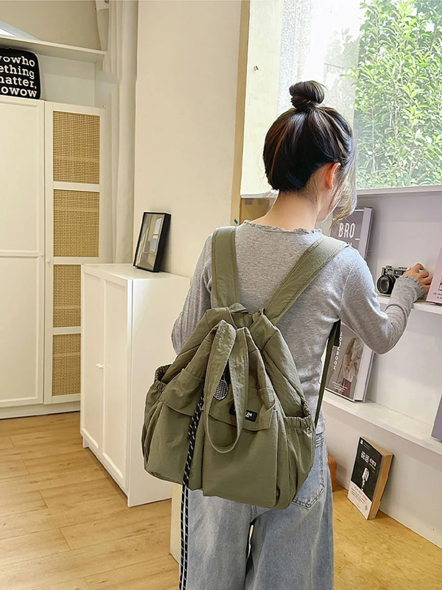Women 2-in-1 Backpack Lightweight Korean Style Cool Simple Mountain Daypack Multiway Shoulder Bag College Student School Bag Tra