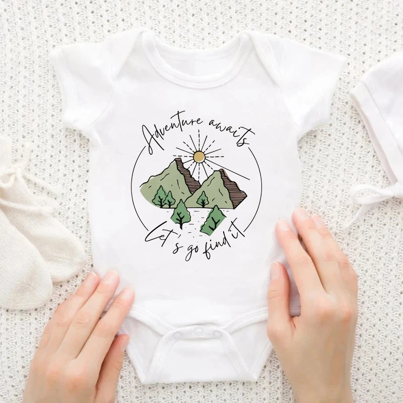 

Adventure Awaits Let's Go Find It Baby Bodysuit Pregnancy Announce Newborn Boys Girls Cotton Jumpsuit Fashion Baby Clothes
