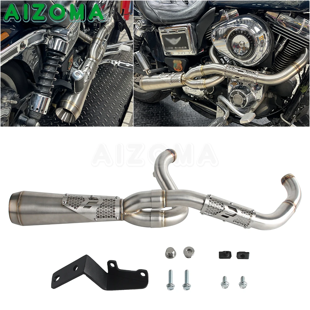 Motorcycle Exhaust Pipe Stepped Slip-On Exhaust Muffler For Harley Dyna Super Wide Glide FXD FXDWG Street Fat Bob FXDB FXDF FXDL