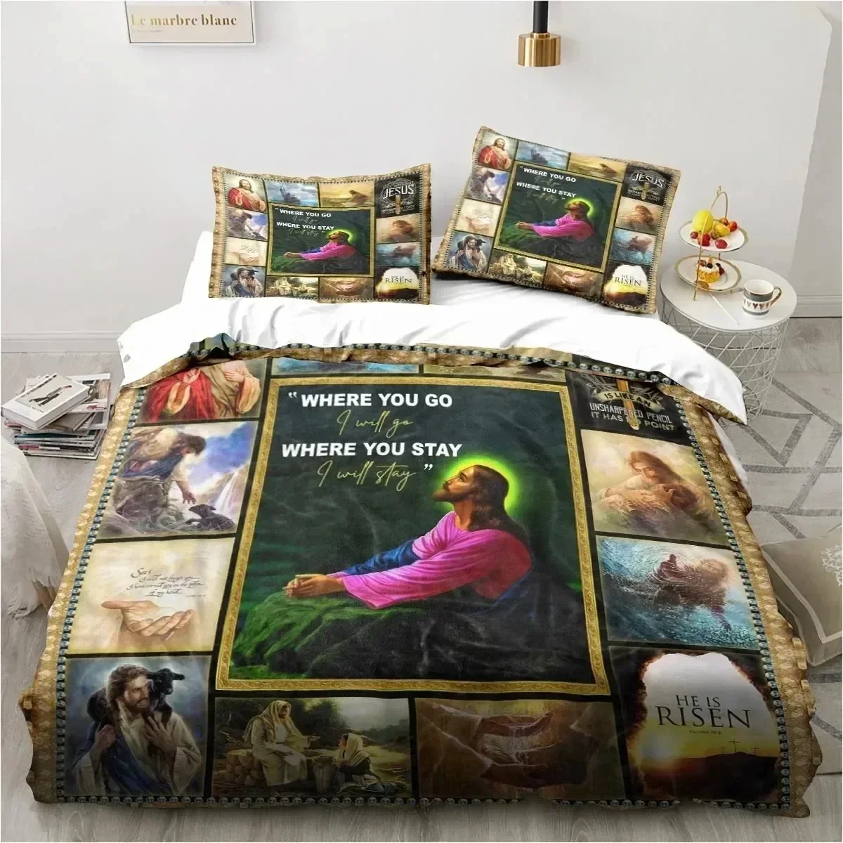 Luxury New 3D Print Jesus Christ Church Mary Christian Religious Bedding Set Duvet Cover Bed Set Quilt Cover Pillowcase Queen