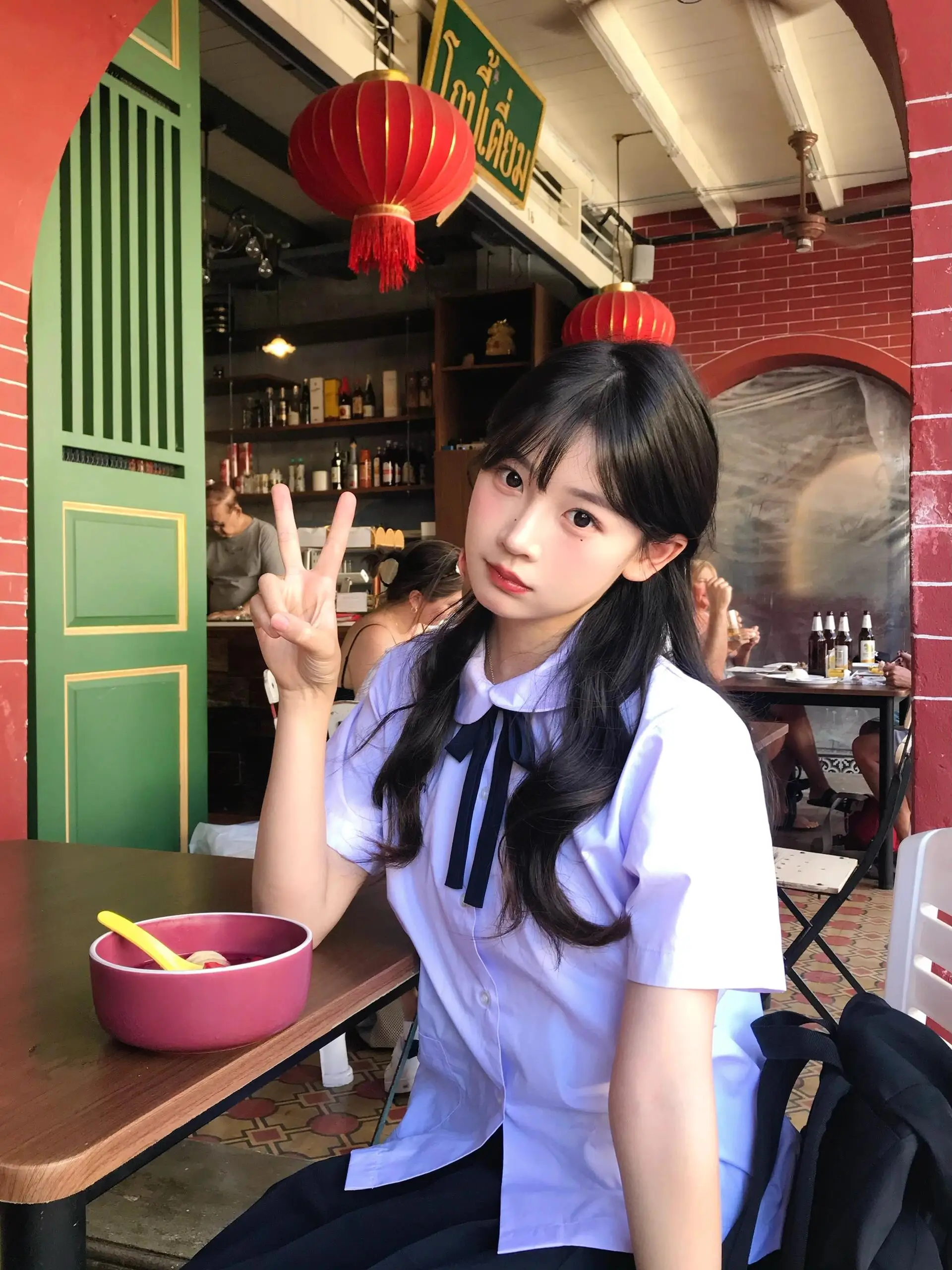 

Thai Land School orm JK Sle irt Women's Couple Photo oot Top College Sle Class orm Set ort Sve Button down