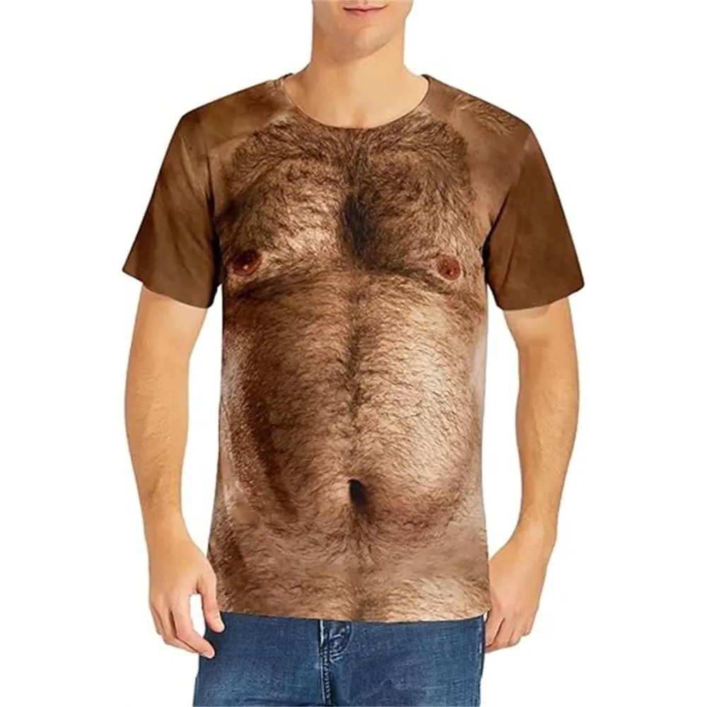 Funny Hairy Body Rooster 3D Print Men T Shirt Summer Casual Short Sleeve O-Neck Streetwear Party Graphic Tees view 3