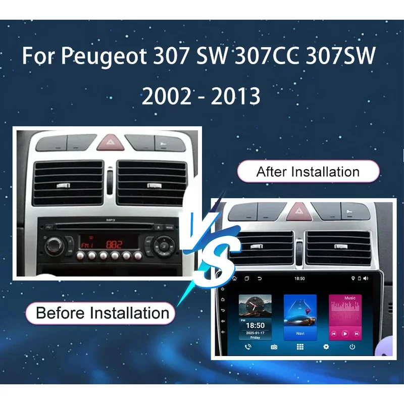 Android Carplay Car For Peugeot 307 SW 307CC 307SW 2002 -2013 Auto Radio Multimidia Player GPS Navigation 4G Carplay NO 2DIN DVD