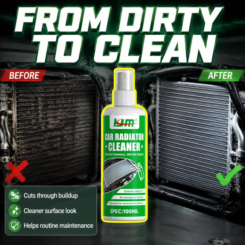 KJM Auto Radiator Cleaner Spray Car Condenser Fin Cleaner Engine Bay Grille Dust Oil Stain Remover With Towel 100ml - view 3