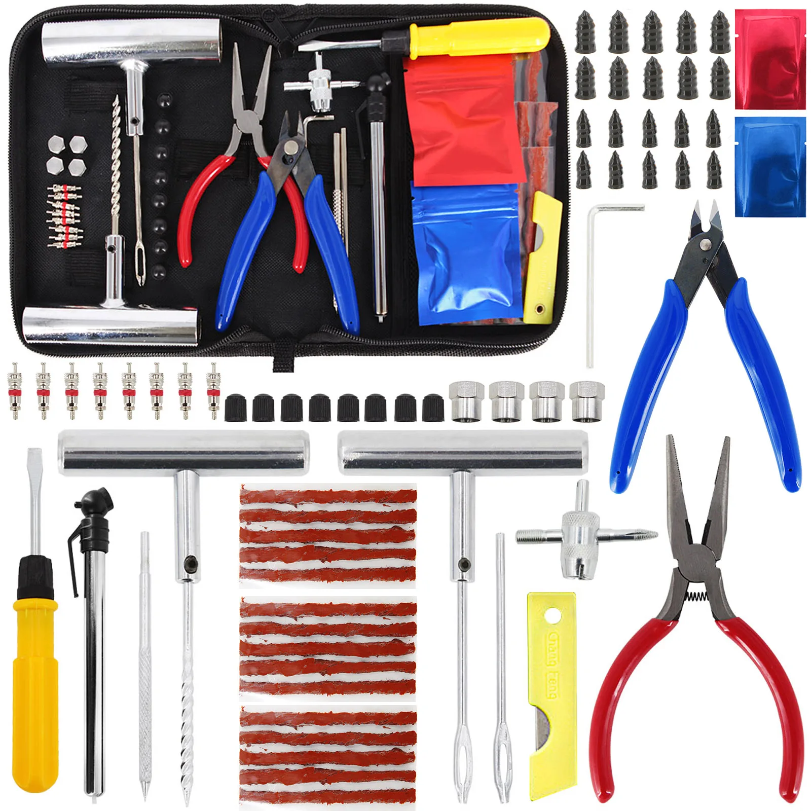 New Car Tire Repair Kit Tubeless Tyre Puncture Studding Tool Set Replacement Motorcycle Vacuum Nail Screws Cable Cutter Pliers