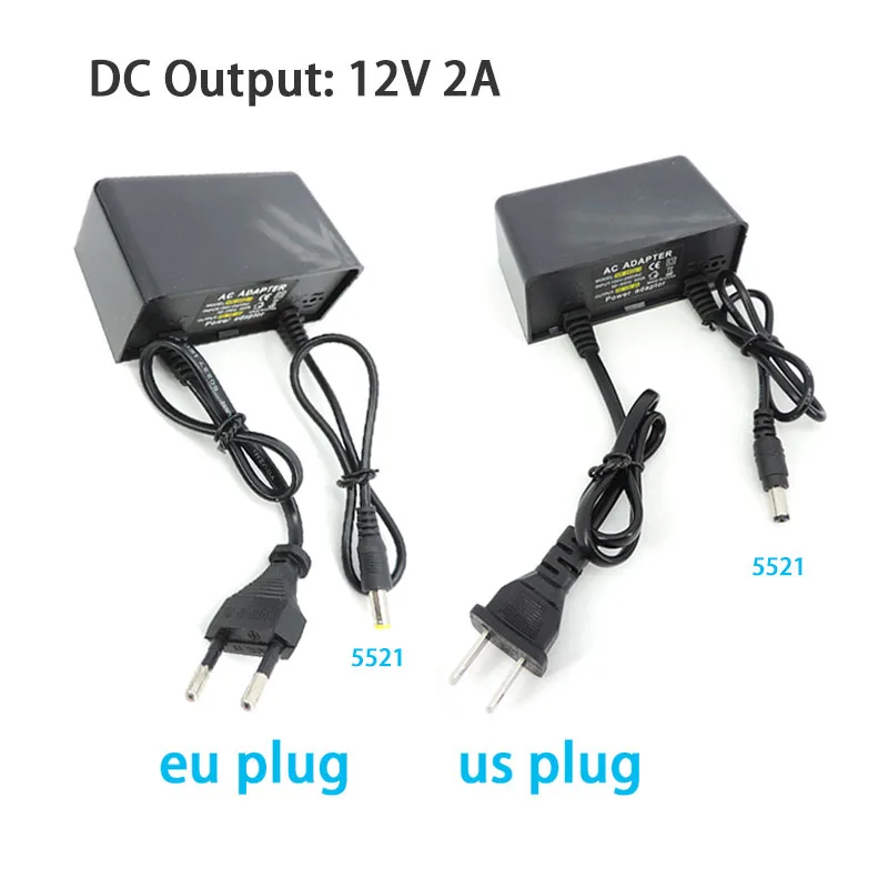 Waterproof outdoor AC to DC Power Supply 12V 2A 2000ma 110V 240V EU US Plug Adapter Charger for CCTV Camera LED Strip Light